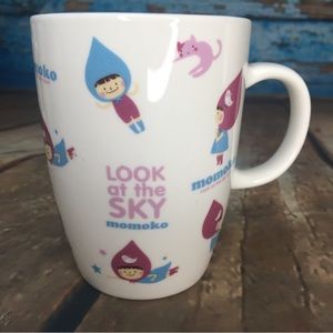 Vintage Momoko Mug and Saucer from South Korea with Flying Cat and Bird